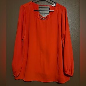 Skies Are Blue Bold fiery Red Blouse size 1x ruffle lace up festive